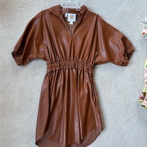 Brown Faux Leather Dress